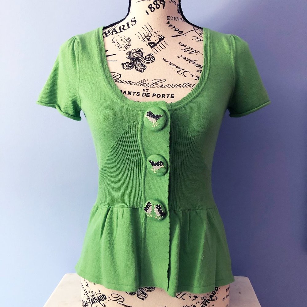 Anthropologie Green Cotton Cardigan XS NEW, never worn!